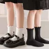 Calzini da donna 1/3 paia di volant di cotone alla caviglia Lolita Cute Kawaii Calza coreana Ragazza Primavera Nero Bianco Tubo centrale Sox giapponese