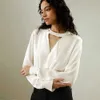 Kvinnors blusar skjortor Lilysilk Womens Silk Shirt 2024 Ny V-ringen Hollow Shirt 100% Double Joe Luxury Top Class Womens Free DeliveryL240328