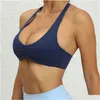 Bikinis Set Bras Soutien-gorge de sport pour femmes Gym Sport Crop Top Y Push Up Noir Dos nu Yoga Vêtements en plein air Fitness Run Sportswear Femme Otzrg