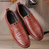 Chaussures décontractées Mocassins décontractés en cuir pour hommes, à enfiler pour le bureau, Werkschoenen italien, 2024