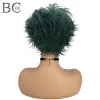 Perruques BCHR perruque de Cosplay courte vert foncé perruque synthétique pour femmes ou hommes perruques de cheveux de couleur naturelle droite partie libre