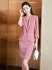 Arbetsklänningar Elegant blazerklänning passar kvinnor Business Uniform Office Lady Professional Two Piece Set Suit Female Fashion 2024