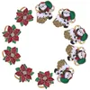 Table Cloth 10pcs Metal Santa Claus Napkin Rings Holders Christmas Flower Shaped Accessories