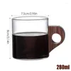 Wine Glasses Glass Coffee Cups Wood Handle Latte Small Tea Milk Mugs Kitchen Gadgets For Cappuccino Beer Espresso Juice