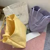 Large Canvas Handbag Women Candy Color Letter Shopping Tote Simple Lady Shoulder Bag Big Capacity Handle Reusable Bolsa 240329