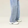 Pantaloni a gamba larga in denim autunno/inverno 2023 Pantaloni a vita alta Hyunya da donna Pantaloni larghi e trendy slim e a gamba dritta alta