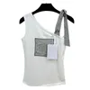 Dames badmode ontwerper Niche hemdje vest 24 zomer nieuw product Franse socialite meisje bezaaid kraal lint korte slim fit top WGS0