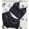 Indumenti da notte da donna 2024 Set di pizzo per le donne Top senza maniche trasparenti sexy Pantaloncini di seta Pigiami da notte Lingerie femminile Indossa il sonno