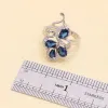 Strands XUTAAYI Silver Wedding Jewelry Sets For Women Plant Shape Blue Zircon Bracelet Earrings Necklace Pendant Ring Gift Box