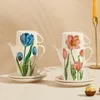 Ensembles de service à thé 1pot 2 tasses à thé, ensemble de soucoupes à fleurs rétro britanniques, théière avec tasses en porcelaine, décoration de bureau résistante à la chaleur