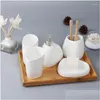 Badtillbehör Set Quality Life Badrumstillbehör Uppsättningar av leveranser Suite Wash Mouth Cup Tandborste Holder Ceramic Soap Dish Drop de DHSJ7