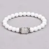 Chaîne Blanc Naturel Pierre Couronne Perle Bracelet pour Hommes et Femmes Yoga Alliage D'or Accessoires Charme Bijoux À La Main Élastique Pulseira Homme Q240401