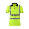 Men's Polos Hi Vis Viz Navy Collar Safety Work Wear High Bility Hi-Vis T-Shirt Polo