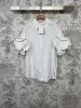 Kvinnors blusar skjortor vit bomullslapel kortärmad blommig kronblad ärmskjorta droppleveranskläder kläder dhwod