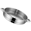 Double Boilers Steamer Pot Wok And Steaming Grid (32cm Round Bottom (with Ears)) Vegetable Rack Metal Kitchen Basket Stand Rice Cooker