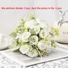 Decorative Flowers Home Artificial Silk Mona Roses Bouquet Fake Flower Green Plant Office Decor Simulation Champagne White Rose Floral