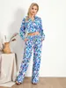 Calças femininas de duas peças Mulheres Casual 2 Outfits Define Moda Manga Longa Envoltório Lapela Camisa e Conjunto Loungewear Pijama Terno