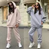 Calças femininas de duas peças Conjuntos de inverno Mulheres Tracksuit Oversized Terno 2024 Homens Outono Calças Masculino Moletom Sólido Esportes Hoodie Sportswear