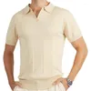 Polos pour hommes Mode Polo tricoté pour hommes Solide Col V Manches courtes Tops Japon Style Smart Casual T-shirts Vêtements d'été