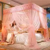 Luxury Lace Mosquito Tent with Stainless Steel Bracket Square Princess Mosquito Net for Bed Queen King Canopy Bed Tent 240320