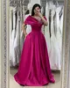 Elegante rosa rosa vestidos de noite fora do ombro uma linha vestido de baile de festa plissado vestido longo para ocasiões especiais