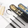 Geschirrsets Gold Set Travel Camping Castlery Fork Löffel Stäbchengeschirr mit tragbar