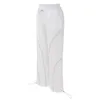 Women's Pants White Wide Leg Trousers Women Elastic Waist Streetwear Joggers Fashion Clothing Solid Cargo Female High