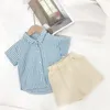 Tenue frère et sœur, vêtements d'été à carreaux pour enfants, chemise à manches courtes et short, costume pour fille, 2023, 240328