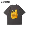 T-shirt da uomo ZAZOMDE Uomo 260G Tee Divertente Sacco della spazzatura Stampa Goth High Street Cool Allentato Moda Donna Vestiti Punk Top Personalità T-shirt