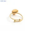 Anelli a grappolo MHS.Sun Fashion Water Ground Ring Orange Stone Gold Acciaio inossidabile Crystal Wedding Open per donne Gioielli quotidiani quotidiani