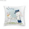 Pillow Case Ostern dekorative Kissenbezüge Hülle Kaninchen Hasen gedruckter Polyesterwurf für Home Sofa Hülle Y240407