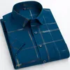 6XL été hommes à manches courtes imprimé chemises décontractées Stretch mode Plaid rayé affaires formelle robe sociale chemise pour homme 240326