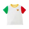 Boys Clothes miki Kids Girl Plain Color Simple Cartoon HB Bear Head Short Sleeve Striped T-shirt 240325