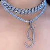 Chains Iced Out 26 Cursive Initials Tennis Chain For Women Punk Hip Hop Crystal Letter Cubic Zirconia Necklaces Fashion Charm Drop Del Dhkm5
