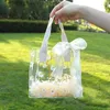 Emballage cadeau Sacs de fleurs de marguerite transparents avec poignée ruban mariage anniversaire faveurs claires sac shopping fournitures de fête