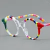 Óculos de sol quadros redondos multicolorido acetato óculos personalizado designer fresco cor homens e mulheres óculos de leitura