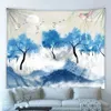 Grande tapisserie chinoise et japonaise, paysage de vagues, peinture de fleurs, tenture murale, serviette de plage, tapis de Yoga, décoration de maison, 240325