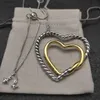 Kettingontwerper voor dames DY Mode Cadeau Luxe Hoge kwaliteit Prachtige bolvormige volledige diamant Dubbel hart ronde dubbele ring mini vierkante diamanten ketting