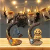 Decorative Figurines Halloween Glowing Bat Ornament Home Decoration Pumpkin Lantern Festival Creative Hanging Resin Head Funny