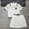 Faldas plisadas de punto para mujer Camisas polo 2 piezas Conjuntos de diseñador Letras de punto Camisetas Vestido corto Moda de dos piezas