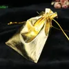 Gift Wrap 1000pcs/lot Gold Satin Bag 7x9cm Small Charms Jewelry Package Christmas Wedding Favors Candy Gifts Packaging Bags