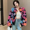 Womens Jackets 2023 Spring Three-Nsional Flower Cardigan Short Bubble Sleeve O Neck P Warm Coat Tops Women Clothing Jacket Drop Delive Dh3Ha