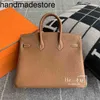Leder BK Handtasche Home Handtaschen Designer Tasche 25 Tragbare Damen Original Togo Gold Braun Schnalle Director Vollständiges manuelles Wachs