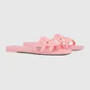 designer cut-out rubber slippers flat rubber slides sandals womens fashion mules