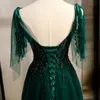 Zielona sukienka wieczorowa seksowna vneck bez rękawów ALINE DLEODLENKA Crystal Bling Backless Koronna impreza Formalna suknia Kobieta B215 240401