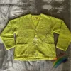 Casacos Cardigan Verde Bordado Jaqueta Masculina e Feminina com Gola V