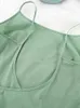 Vêtements de nuit pour femmes Restve Green Night Robe Femmes Spaghetti Strap Femelle Casual 2024 Summer Lace Up Wrap Femme Robes Solide Lingerie