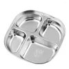 Bowls Compartment Plate Lunch Divided Serving Tray Dish Stainless Steel Kitchen Tableware Eating Dinner Camping Cutlery