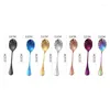 Spoons Shell Shape Stainless Steel Teaspoons Coffee Short Handle Ice Cream Sugar Dessert Spoon Colorful Kitchen Supplies