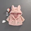 Down Coat Female Baby Hooded Jacket Winter Clothes Padded Warm Princess Sweater Plush Pink Beige Comfortable Cartoon Pattern